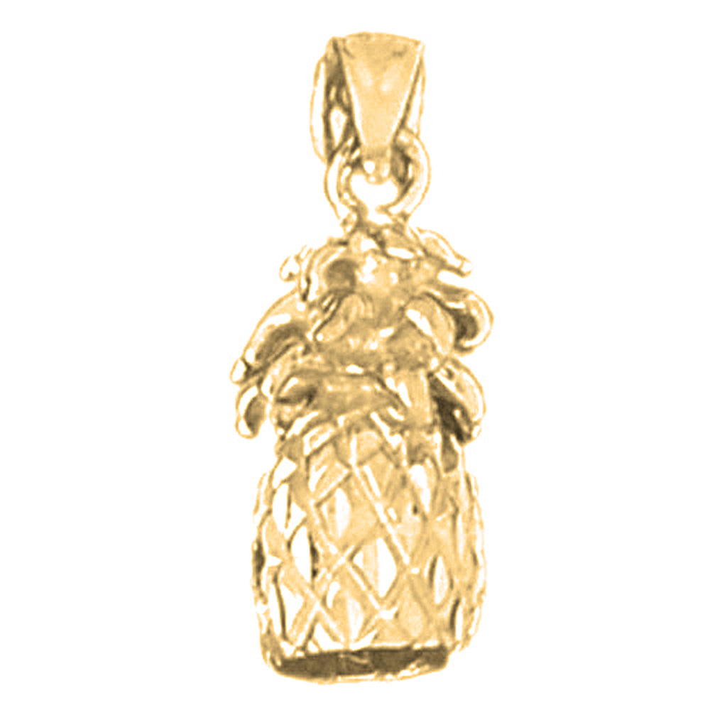 Yellow Gold-plated Silver 3D Pineapple Pendant