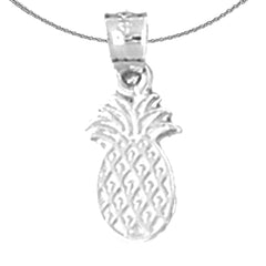 Sterling Silver Pineapple Pendant (Rhodium or Yellow Gold-plated)