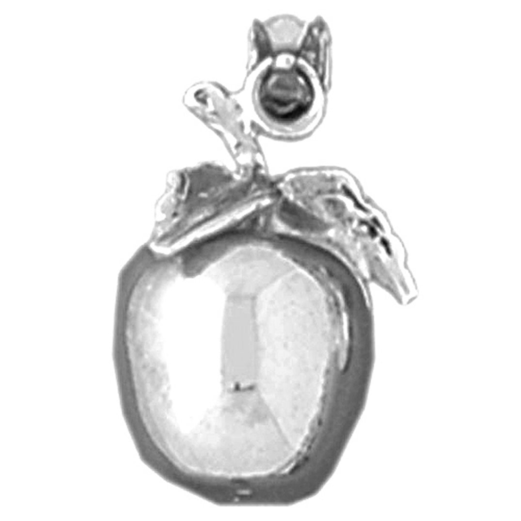 Sterling Silver 3D Apple Pendant