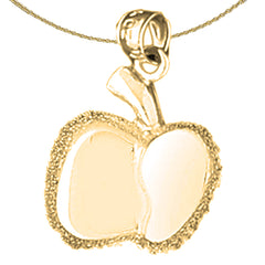 Sterling Silver Apple Pendant (Rhodium or Yellow Gold-plated)