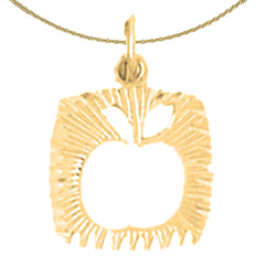 Sterling Silver Apple Pendant (Rhodium or Yellow Gold-plated)