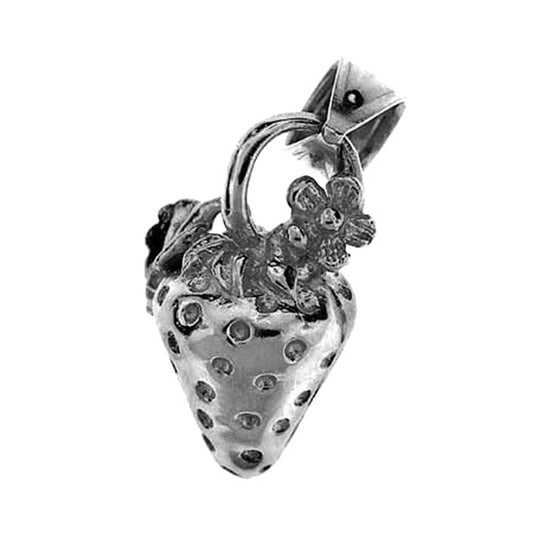 Sterling Silver 3D Strawberry Pendant