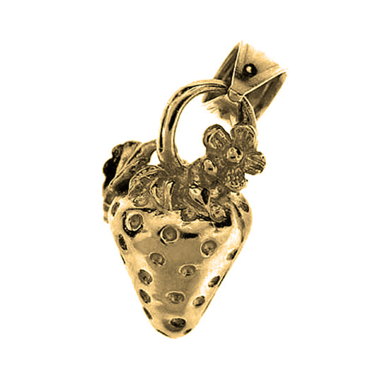 Yellow Gold-plated Silver 3D Strawberry Pendant