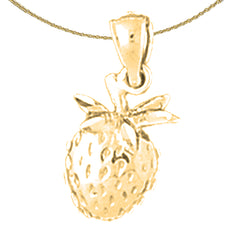 Sterling Silver Strawberry Pendant (Rhodium or Yellow Gold-plated)