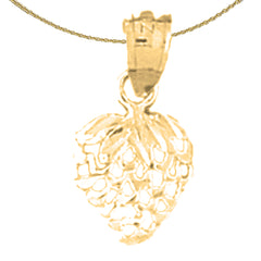 Sterling Silver Strawberry Pendant (Rhodium or Yellow Gold-plated)