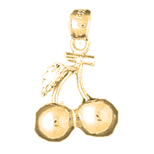 Yellow Gold-plated Silver 3D Cherries Pendant