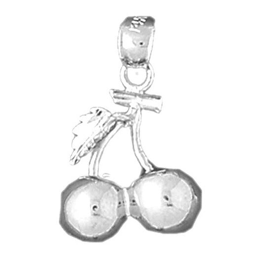 Sterling Silver 3D Cherries Pendant