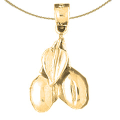 Sterling Silver 3D Cherries Pendant (Rhodium or Yellow Gold-plated)