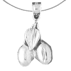 Sterling Silver 3D Cherries Pendant (Rhodium or Yellow Gold-plated)