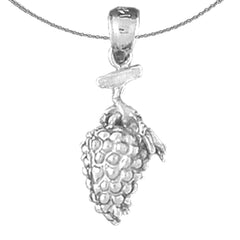 Sterling Silver 3D Grapes Pendant (Rhodium or Yellow Gold-plated)