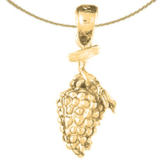 Sterling Silver 3D Grapes Pendant (Rhodium or Yellow Gold-plated)