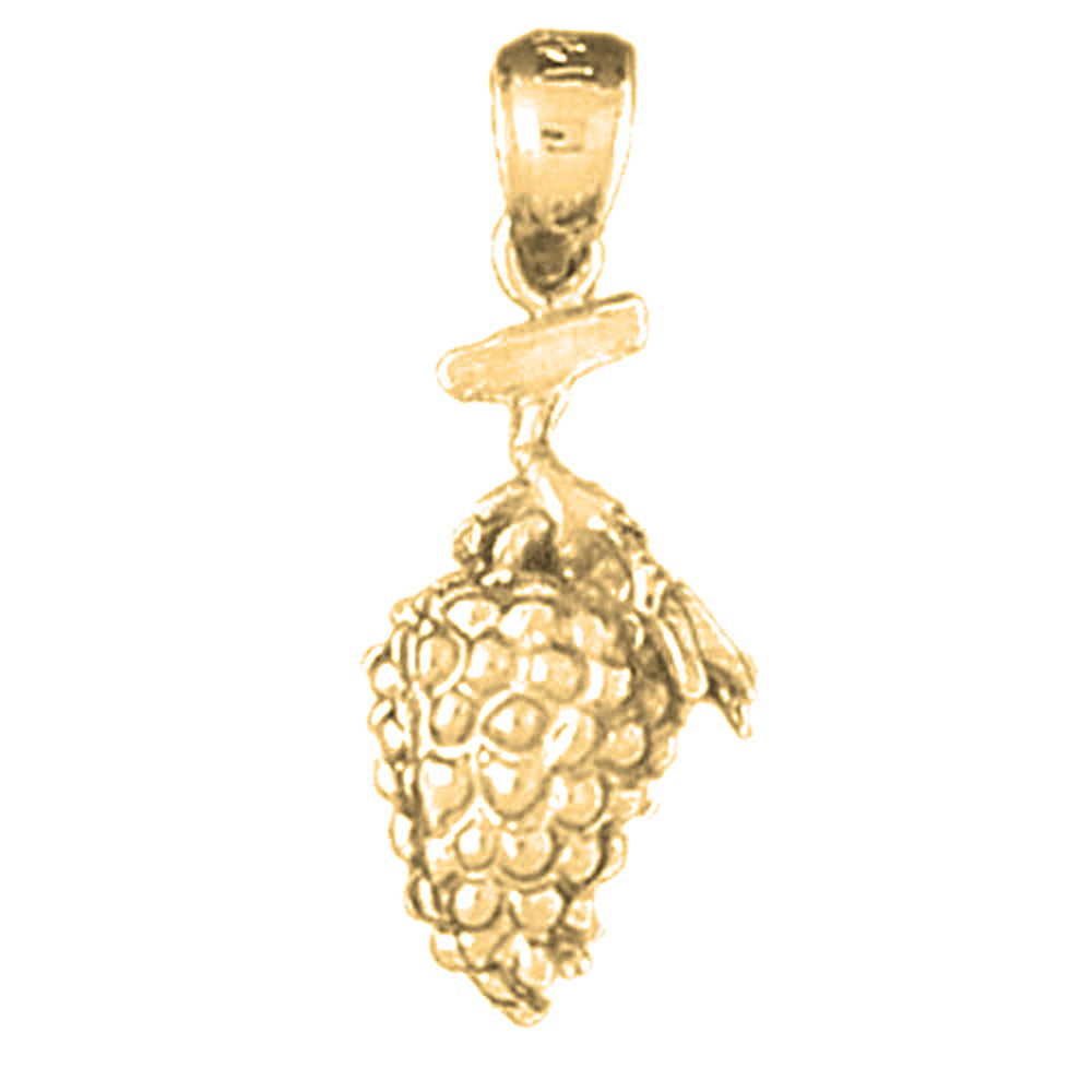 Yellow Gold-plated Silver 3D Grapes Pendant