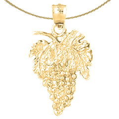Sterling Silver Grapes Pendant (Rhodium or Yellow Gold-plated)