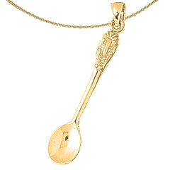 Sterling Silver Spoon Pendant (Rhodium or Yellow Gold-plated)