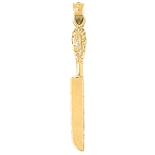 Yellow Gold-plated Silver Knife Pendant