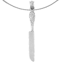 Sterling Silver Knife Pendant (Rhodium or Yellow Gold-plated)