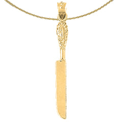 Sterling Silver Knife Pendant (Rhodium or Yellow Gold-plated)