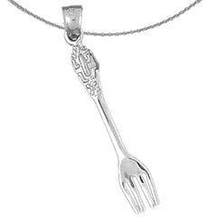 Sterling Silver Fork Pendant (Rhodium or Yellow Gold-plated)