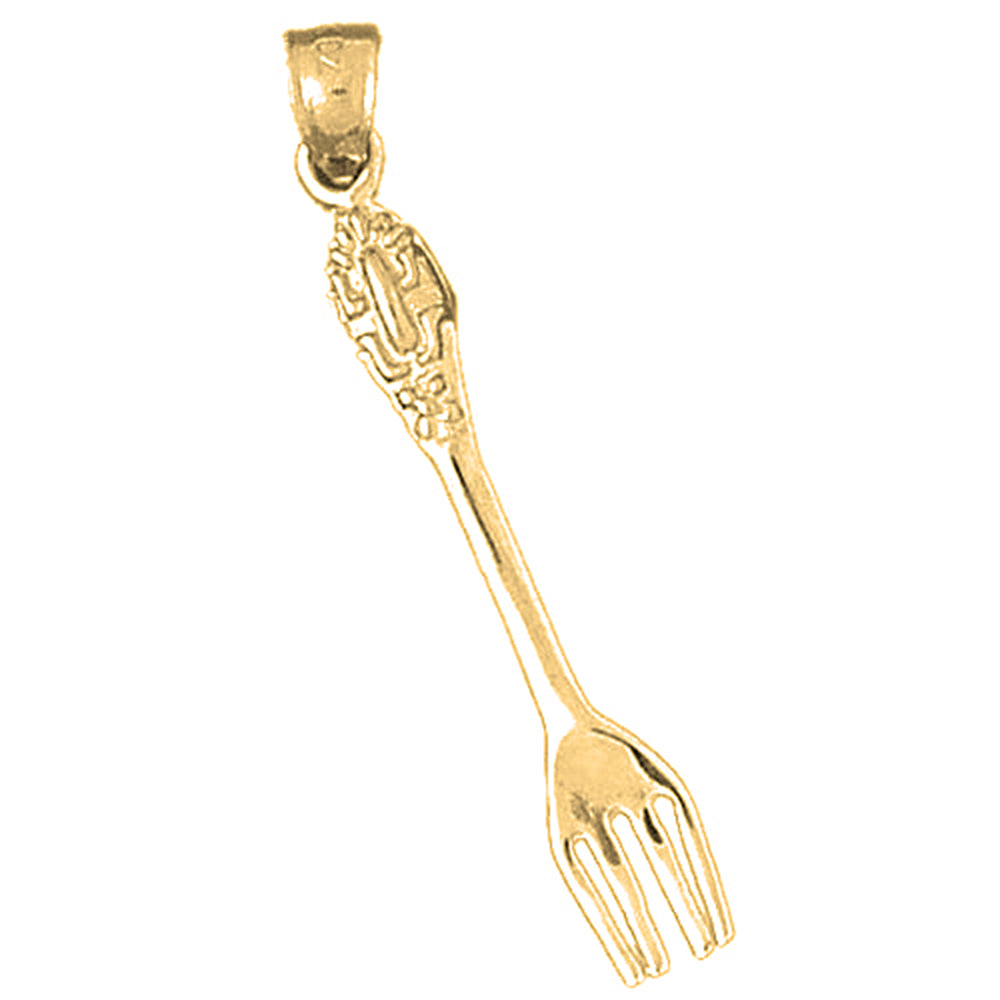 Yellow Gold-plated Silver Fork Pendant