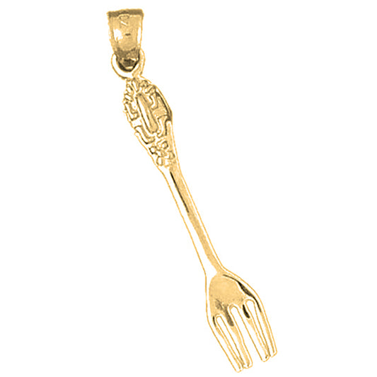 Yellow Gold-plated Silver Fork Pendant