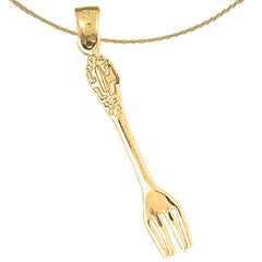 Sterling Silver Fork Pendant (Rhodium or Yellow Gold-plated)