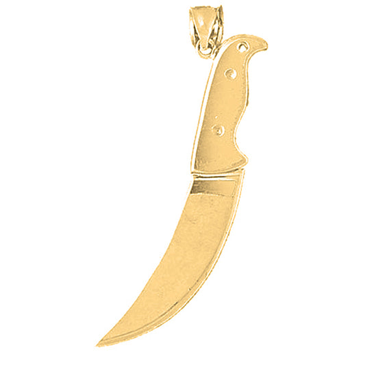 Yellow Gold-plated Silver 3D Knife Pendant