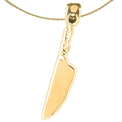Colgante de cuchillo de plata de ley (bañado en rodio o oro amarillo)