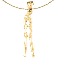 Sterling Silver 3D Nut Cracker Pendant (Rhodium or Yellow Gold-plated)