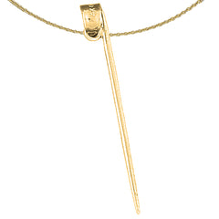 Sterling Silver 3D Toothpick Pendant (Rhodium or Yellow Gold-plated)