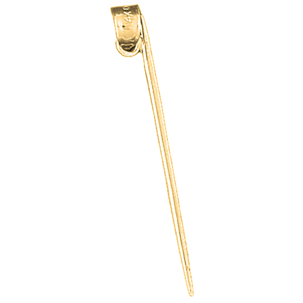 14K or 18K Gold 3D Toothpick Pendant