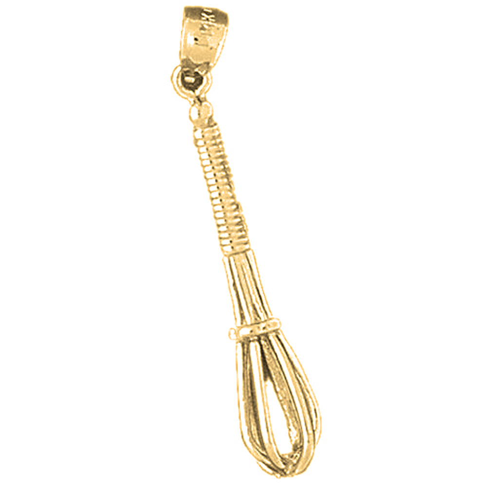 Yellow Gold-plated Silver 3D Whisk Pendant