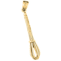 Yellow Gold-plated Silver 3D Whisk Pendant
