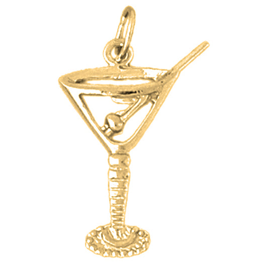 Yellow Gold-plated Silver 3D Martini Pendant