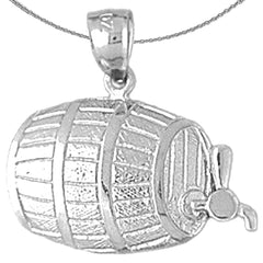 Sterling Silver Wine Barrel Pendant (Rhodium or Yellow Gold-plated)