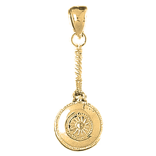 Yellow Gold-plated Silver 3D Waffle Maker Pendant