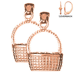 14K or 18K Gold 18mm 3D Basket Earrings