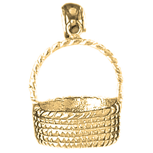 10K, 14K or 18K Gold 3D Basket Pendant