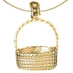 Sterling Silver 3D Basket Pendant (Rhodium or Yellow Gold-plated)