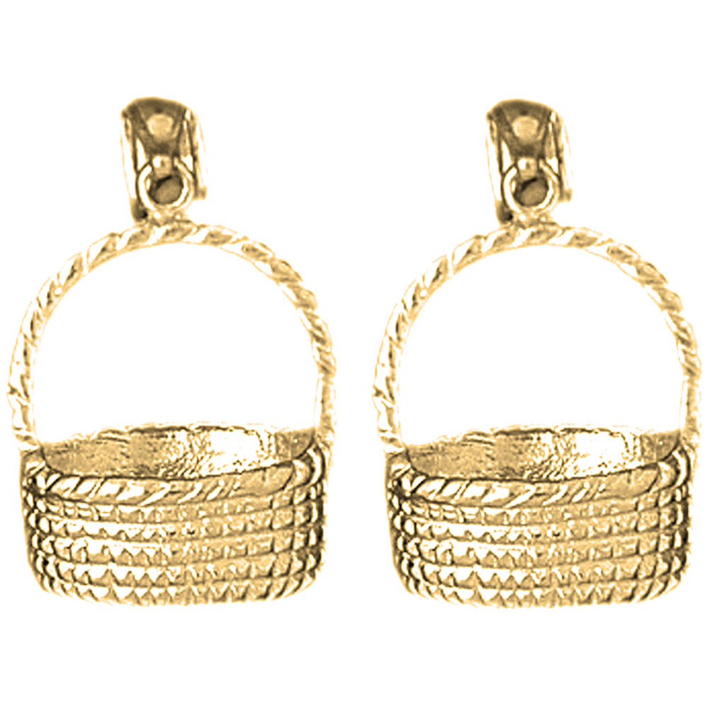 14K or 18K Gold 22mm 3D Basket Earrings
