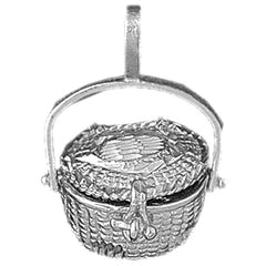 Sterling Silver 3D Basket Pendant