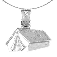 Sterling Silver Tent/Cabin Pendant (Rhodium or Yellow Gold-plated)