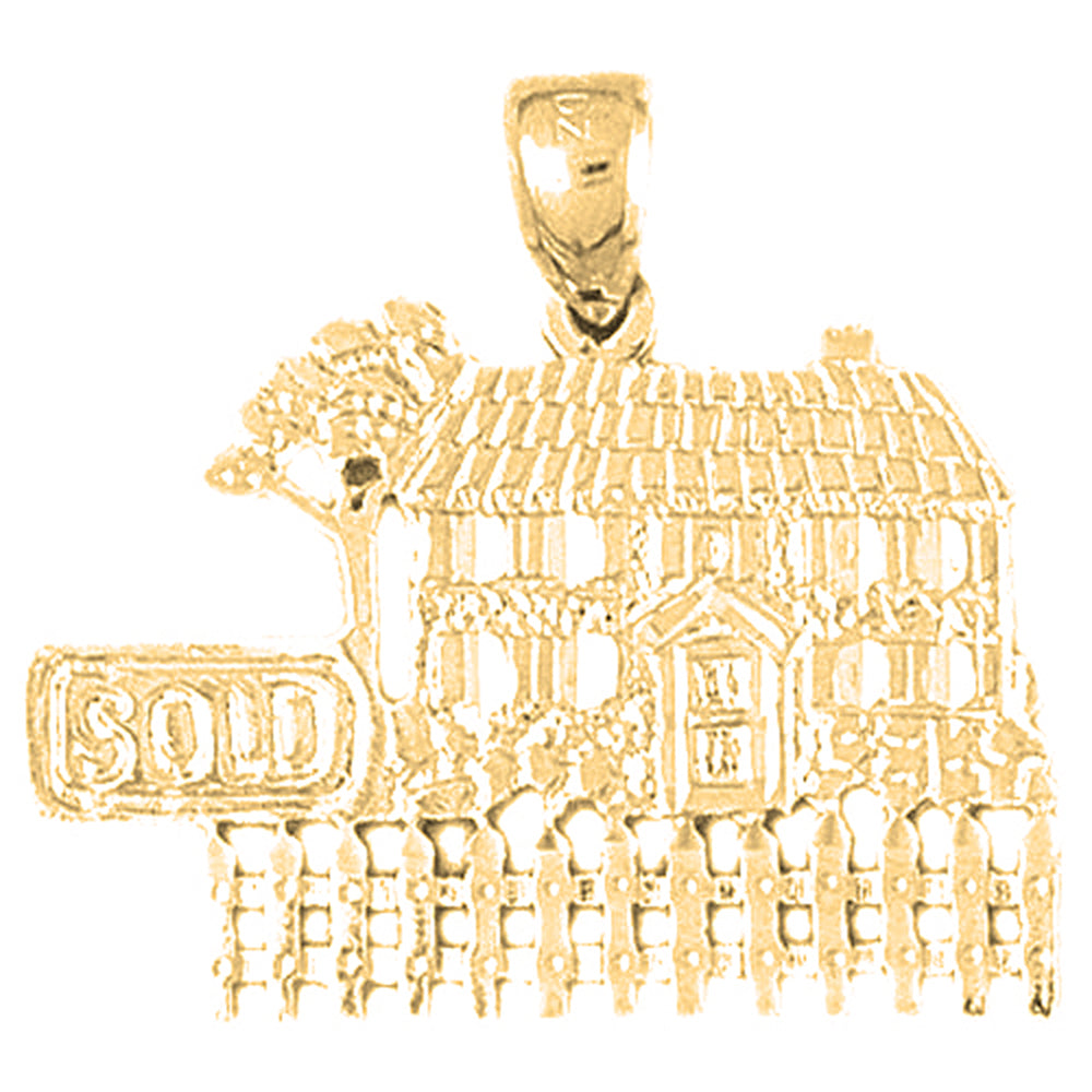 10K, 14K or 18K Gold Sold House Pendant