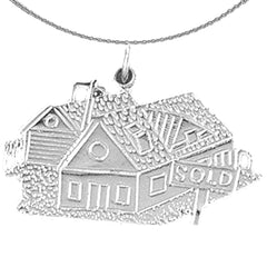 Sterling Silver House Pendant (Rhodium or Yellow Gold-plated)