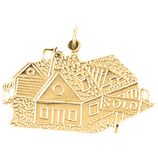 Yellow Gold-plated Silver House Pendant
