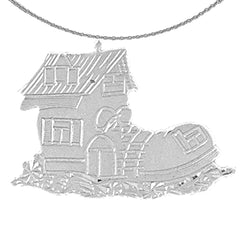 Sterling Silver Shoe House Pendant (Rhodium or Yellow Gold-plated)