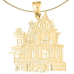 Sterling Silver House Pendant (Rhodium or Yellow Gold-plated)