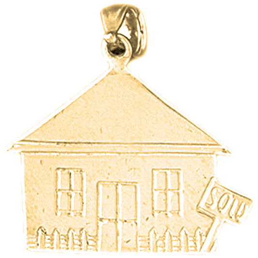 Yellow Gold-plated Silver Sold House Pendant
