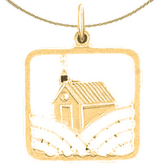 Colgante de plata de ley con forma de casa (bañado en rodio o oro amarillo)