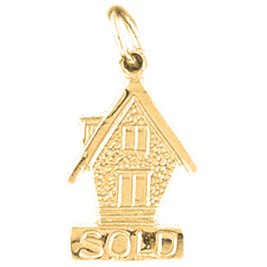 Yellow Gold-plated Silver Sold House Pendant