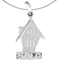 Sterling Silver Sold House Pendant (Rhodium or Yellow Gold-plated)